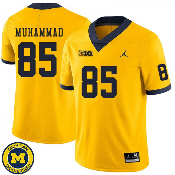 Men Michigan Wolverines #85 Mustapha Muhammad Yellow Official Game Football Jersey